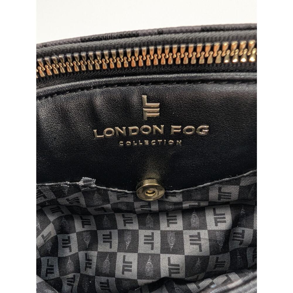 London Fog Addison Tower Signature Print Crossbody Bag Purse Black - Picture 5 of 11